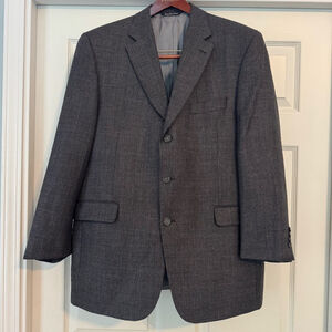 Men's Jack Victor At Ease Sport Coat Blazer Size 44R Gray Black Brown Lindenwood